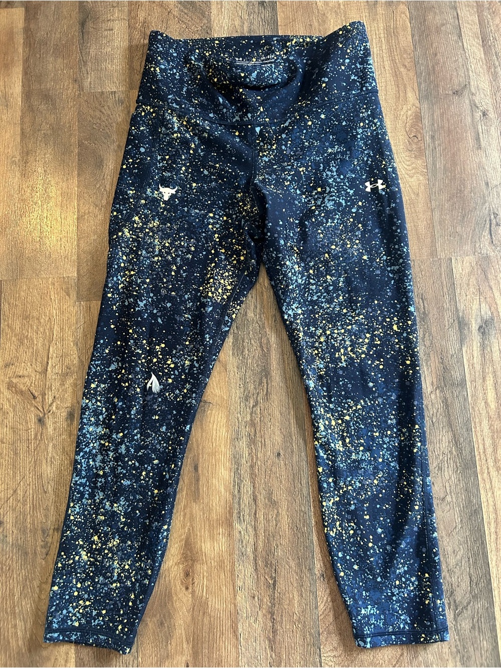 Under Armour Navy Leggings with Yellow & Light Blue Splatter